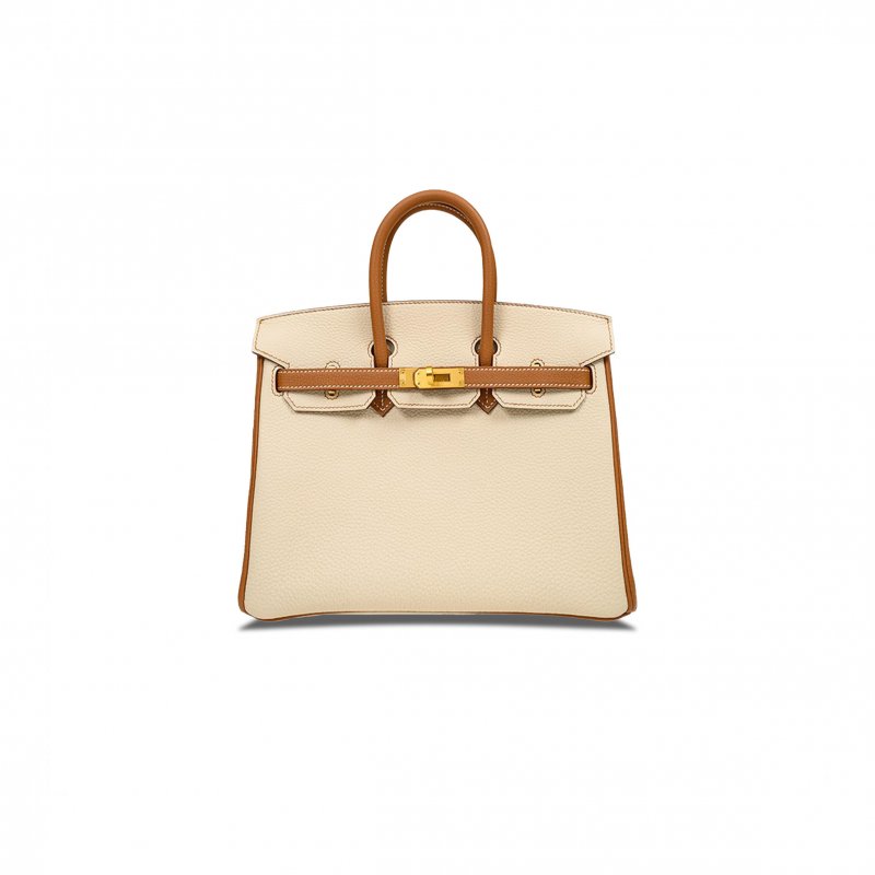 (image for) HERMES BIRKIN 30 EPSOM SELLIER MILKSHAKE WHITE GOLDEN BROWN GOLD BUCKLE BAG H028368CK3Z (30*23*15cm)