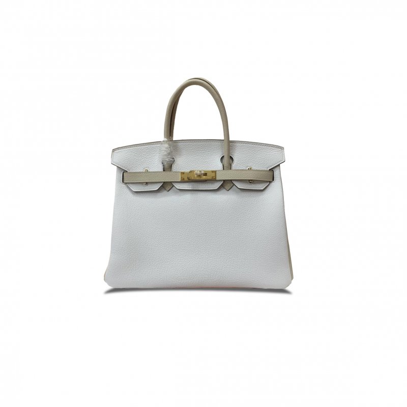 (image for) HERMES BIRKIN 30 TOGO LEATHER PURE WHITE MILKSHAKE WHITE GOLD BUCKLE HANDBAG 90252991 (30*23*15cm)