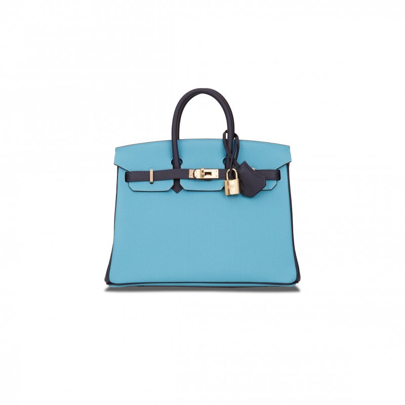 (image for) HERMÈS BIRKIN 30 TOGO LEATHER NORTHERN BLUE AND MIDNIGHT BLUE ROSE GOLD BUCKLE 2354843790 (30*23*15cm)