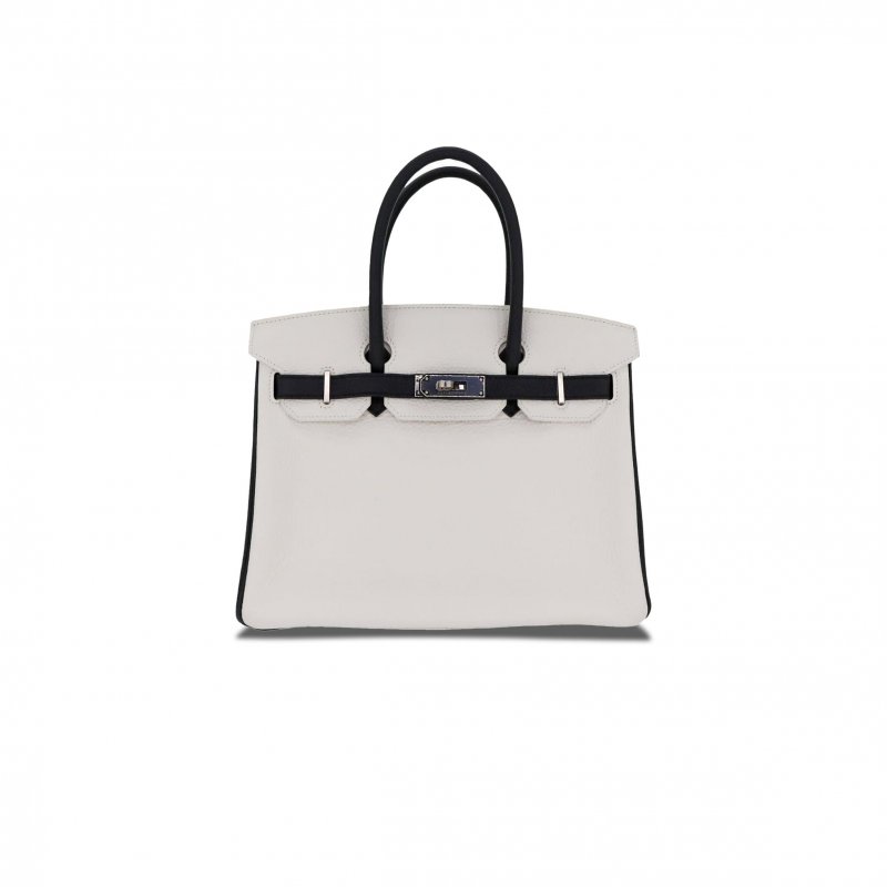 (image for) HERMES BIRKIN 30 TOGO LEATHER MILKSHAKE WHITE SILVER BUCKLE BAG 2632222857052 (30*23*15cm)