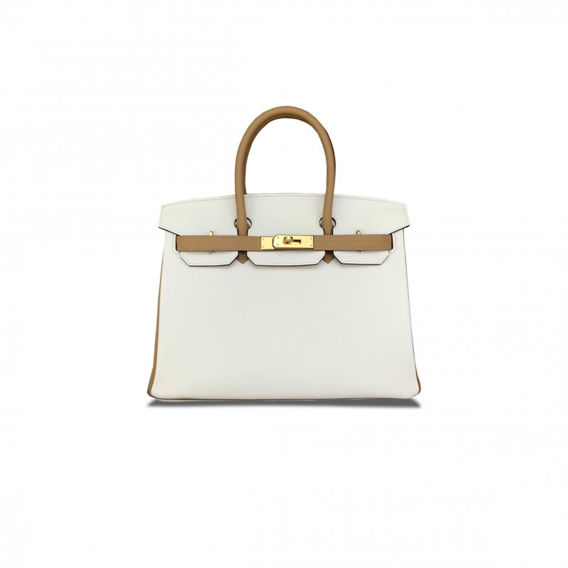 (image for) HERMES BIRKIN 30 TOGO LEATHER MILKSHAKE WHITE BISCUIT COLOR GOLD BUCKLE HANDBAG 2929278431 (30*23*15cm)