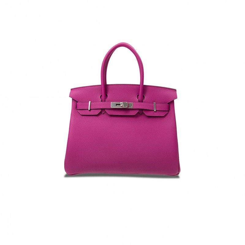 (image for) HERMES BIRKIN 30 TOGO LEATHER MAGNOLIA PINK SILVER BUCKLE BAG 2101217510769 (30*20*13cm)