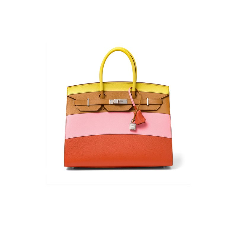 (image for) HERMES BIRKIN 35 EPSOM LEATHER RAINBOW BAG SILVER BUCKLE H028326CK03 (35*28*18cm)