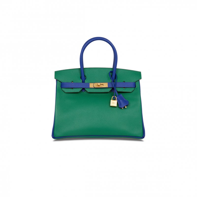 (image for) HERMÈS BIRKIN 35 EPSOM MALACHITE GREEN AND AQUA BLUE BAG H028368CK6Z (25*20*13cm)