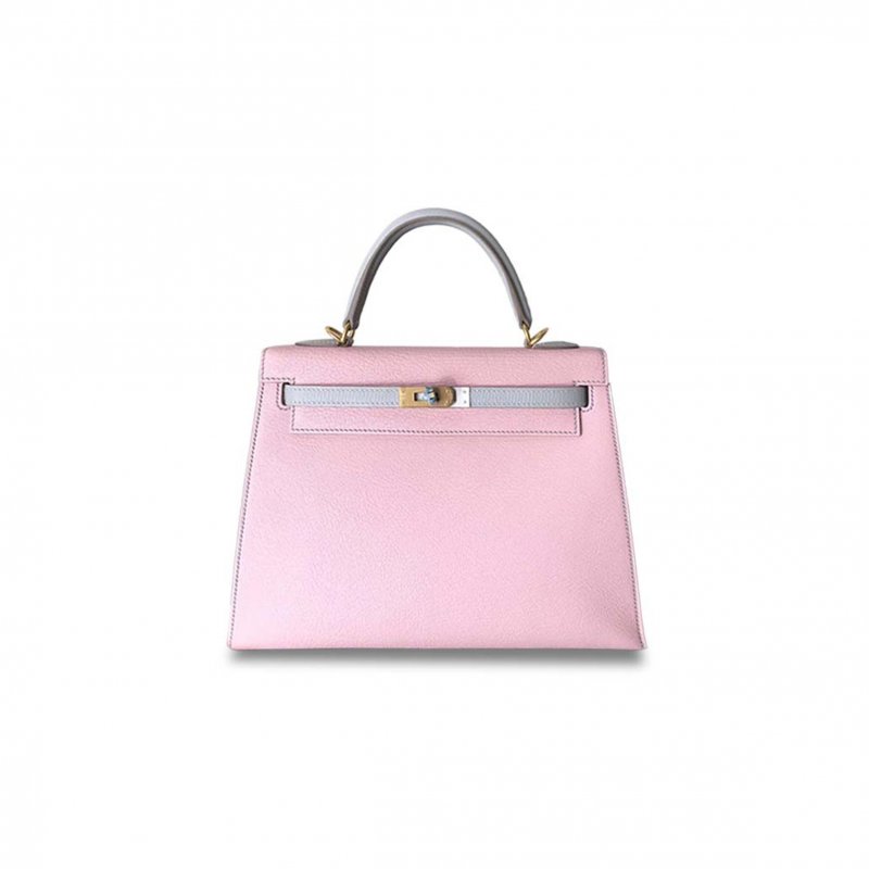 (image for) HERMÈS KELLY 25 CHEVRE MYSORE 3Q ROSE SAKURA CK80 GRIS PERLE (25*17*7cm)