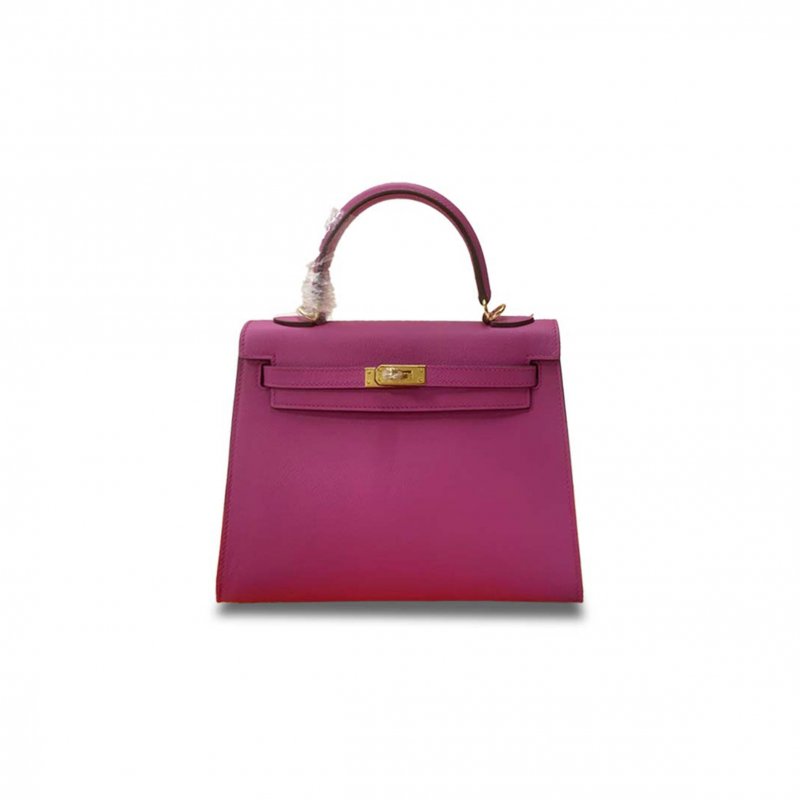 (image for) HERMÈS KELLY 25 CHEVRE MAGNOLIA PINK GOLD BUCKLE (25*17*7cm)