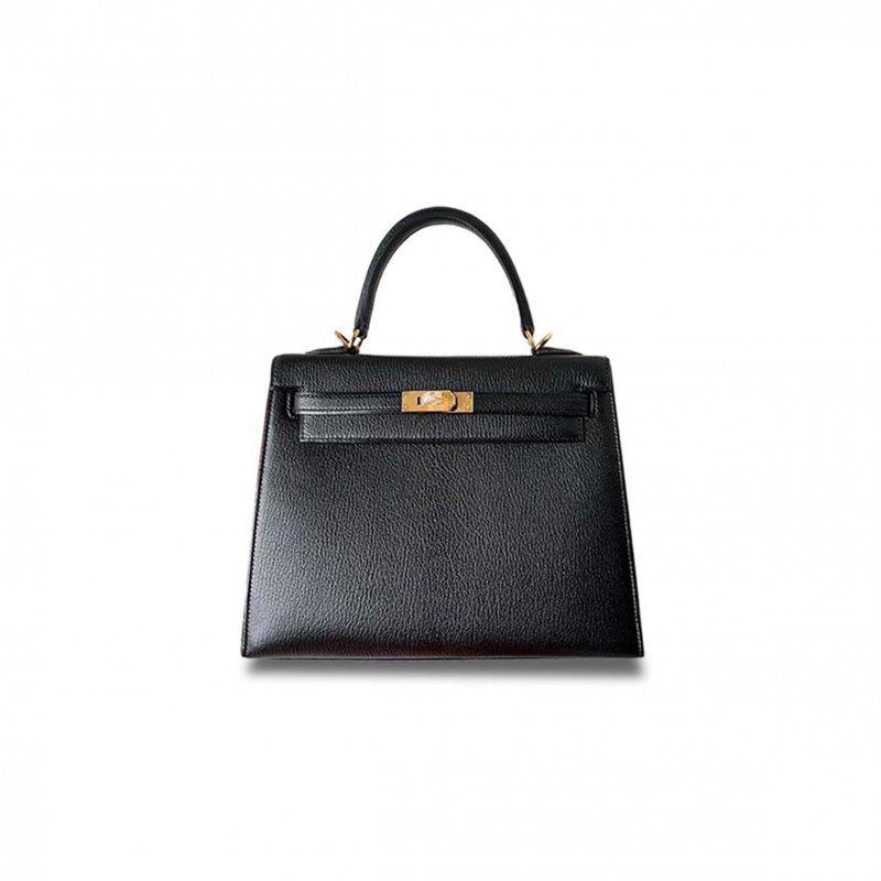 (image for) HERMÈS KELLY 25 CHEVRE NOIR GOLDEN HARDWARE (25*17*7cm)