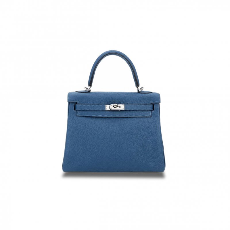 (image for) HERMÈS KELLY 25 DARK BLUE TOGO CALFSKIN SILVER BUCKLE (25*17*7cm)