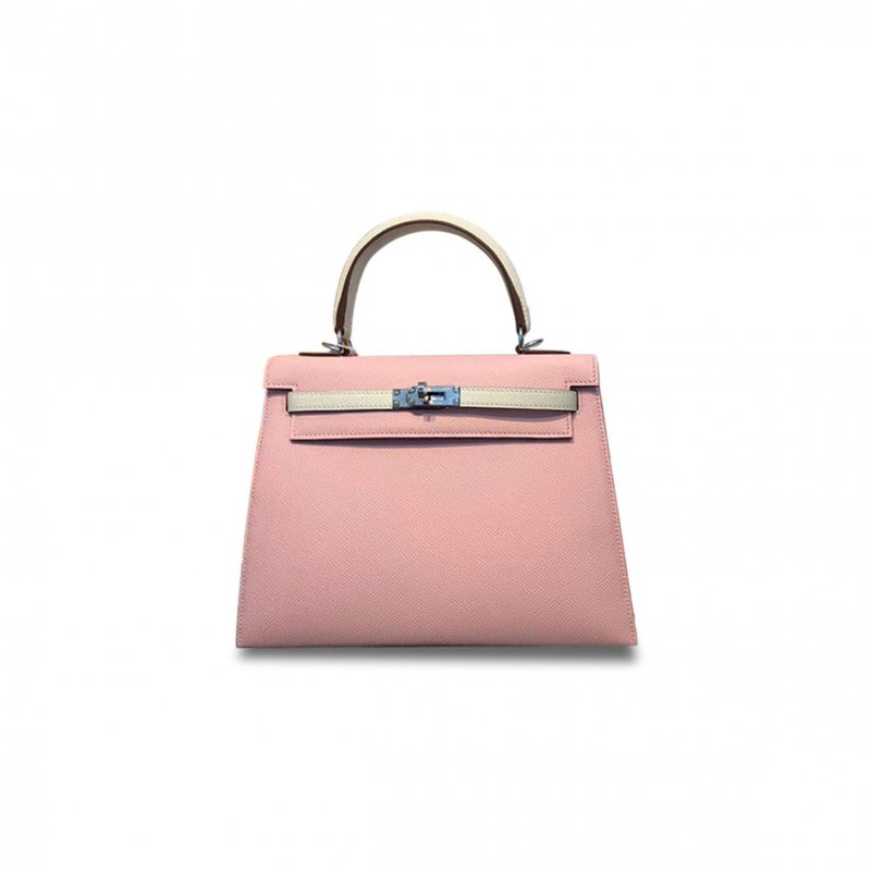 (image for) HERMÈS KELLY 25 EPSOM 3Q POWDER WITH CK10 MILKSHAKE WHITE SILVER BUCKLE (25*17*7cm)