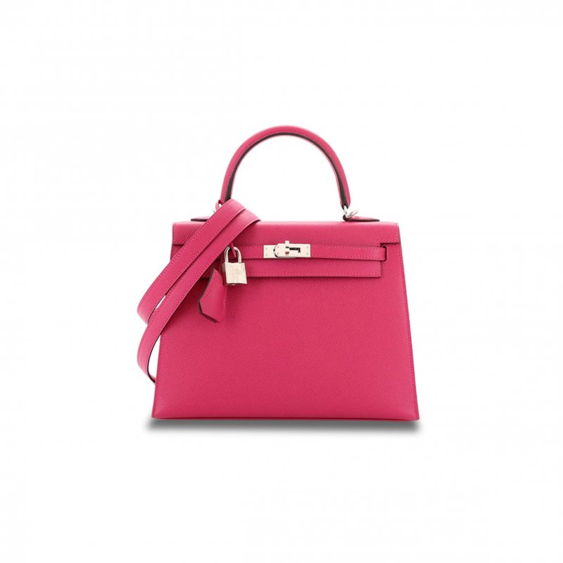 (image for) HERMÈS KELLY HANDBAG ROSE POURPRE EPSOM WITH PALLADIUM HARDWARE 25 (25*17*7cm)