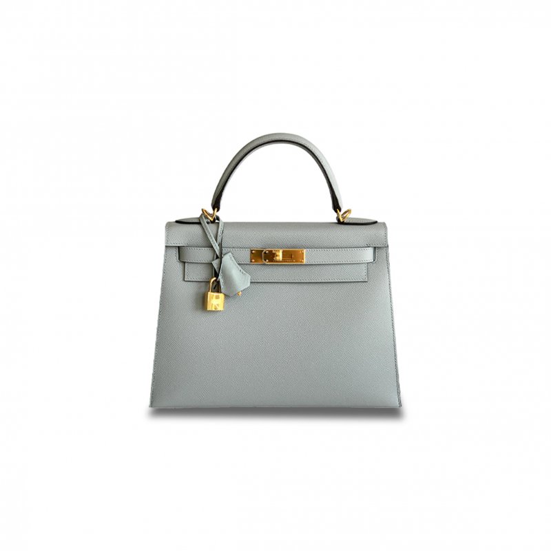 (image for) HERMÈS KELLY 25 EPSOM LEATHER LINEN BLUE GOLD BUCKLE (25*17*7cm)