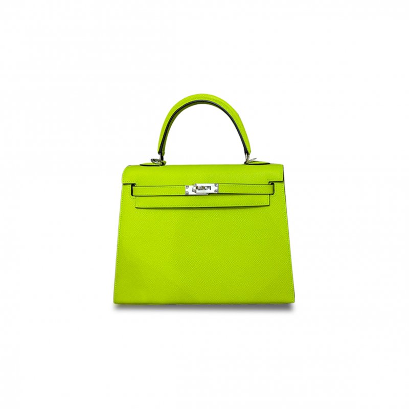 (image for) HERMÈS KELLY 25 EPSOM KIWI GREEN SILVER BUCKLE (25*17*7cm)