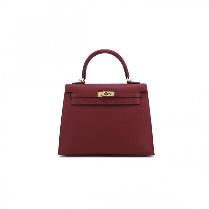 (image for) HERMÈS KELLY 25 EPSOM BURGUNDY GOLD HARDWARE (25*17*7cm)