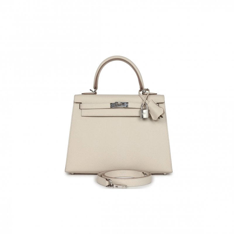 (image for) HERMÈS KELLY SELLIER 25 CRAIE EPSOM PALLADIUM HARDWARE (25*17*7cm)
