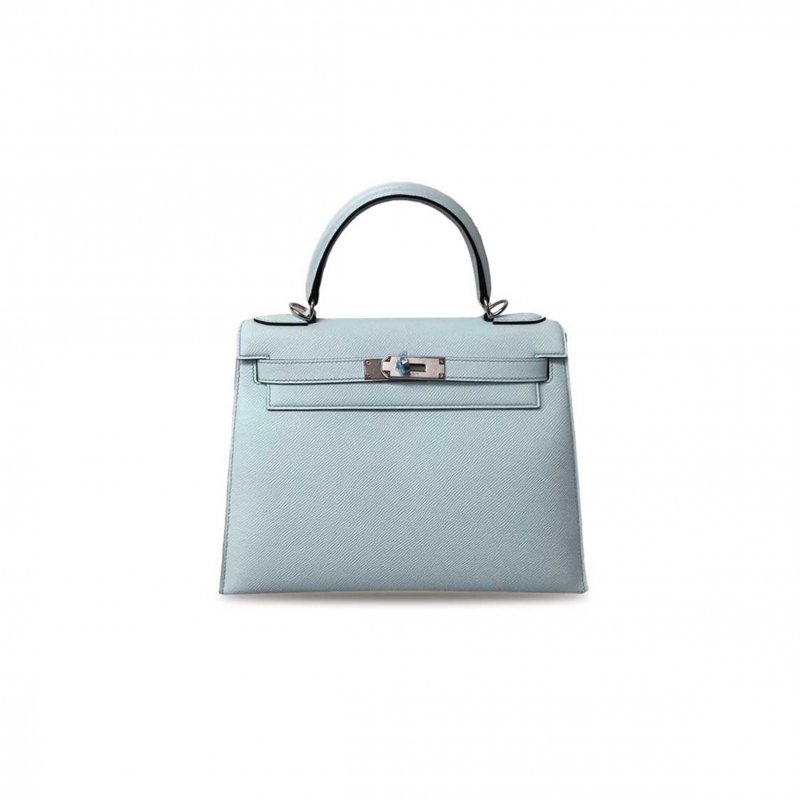 (image for) HERMÈS KELLY 25 EPSOM LEATHER BREEZE BLUE SILVER BUCKLE (25*17*7cm)