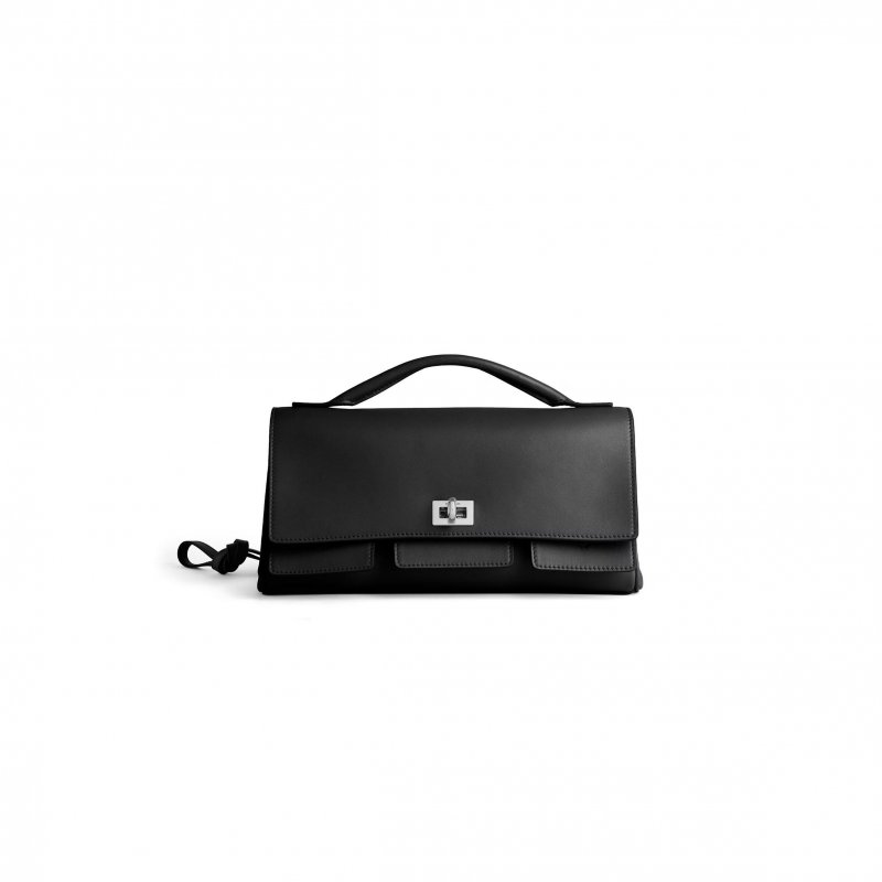 (image for) BALENCIAGA WOMEN'S BEL AIR CLUTCH ON STRAP SMALL IN BLACK 8349432ABAV7036 (26.9*13.9*5.3cm)