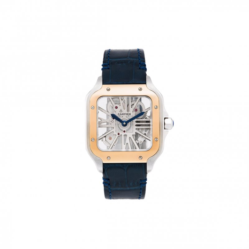 (image for) CARTIER SANTOS SKELETON WATCH WITH BLUE LEATHER STRAP 40MM WATCH WHSA0024