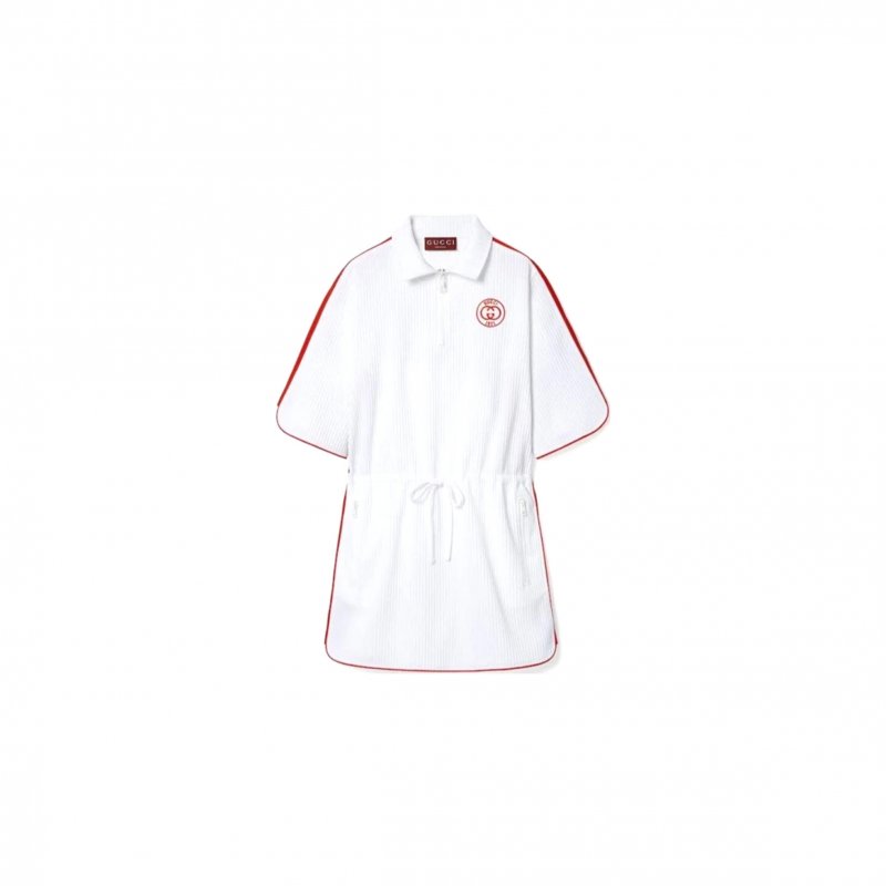 (image for) GUCCI LIDO EMBROIDERED ZIP SHORT SLEEVE DRESS 743080